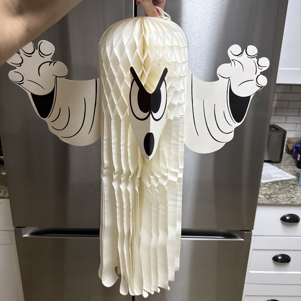 VINTAGE TOPSTONE 24" HANGING HONEYCOMB GHOST HALLOWEEN DECORATION TISSUE Set (2)